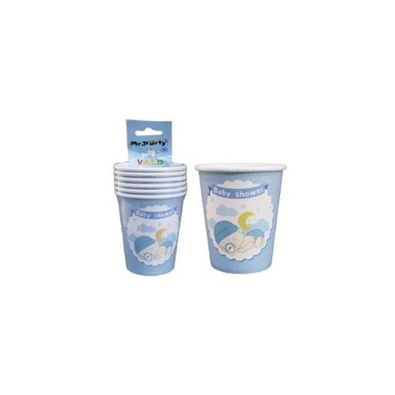 GENERICO - Vasos De Cartón Para Baby Shower Celeste 6pcs