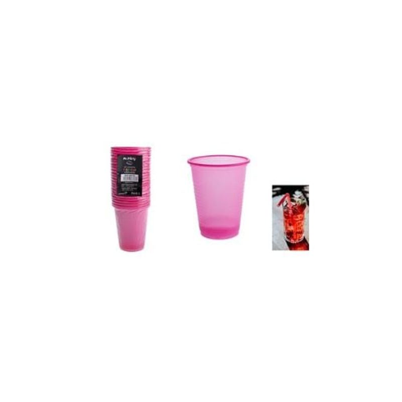 GENERICO - Vasos Plásticos Fucsia 200ML 25pcs
