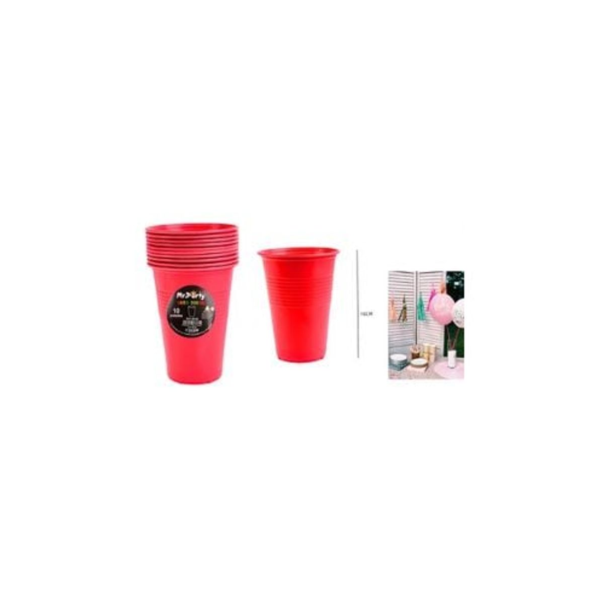 GENERICO - Vasos Plásticos Desechable Rojo 500ML 10pcs