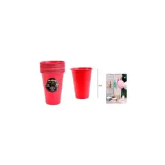 GENERICO - Vasos Plásticos Desechable Rojo 500ML 10pcs
