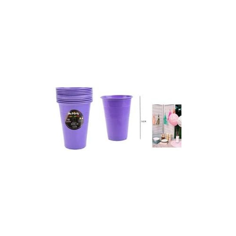 GENERICO - Vasos Plásticos Desechable Morado Claro 500ML 10pcs