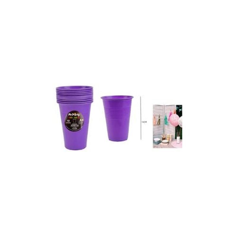 GENERICO - Vasos Plásticos Desechable Morado Oscuro 500ML 10pcs