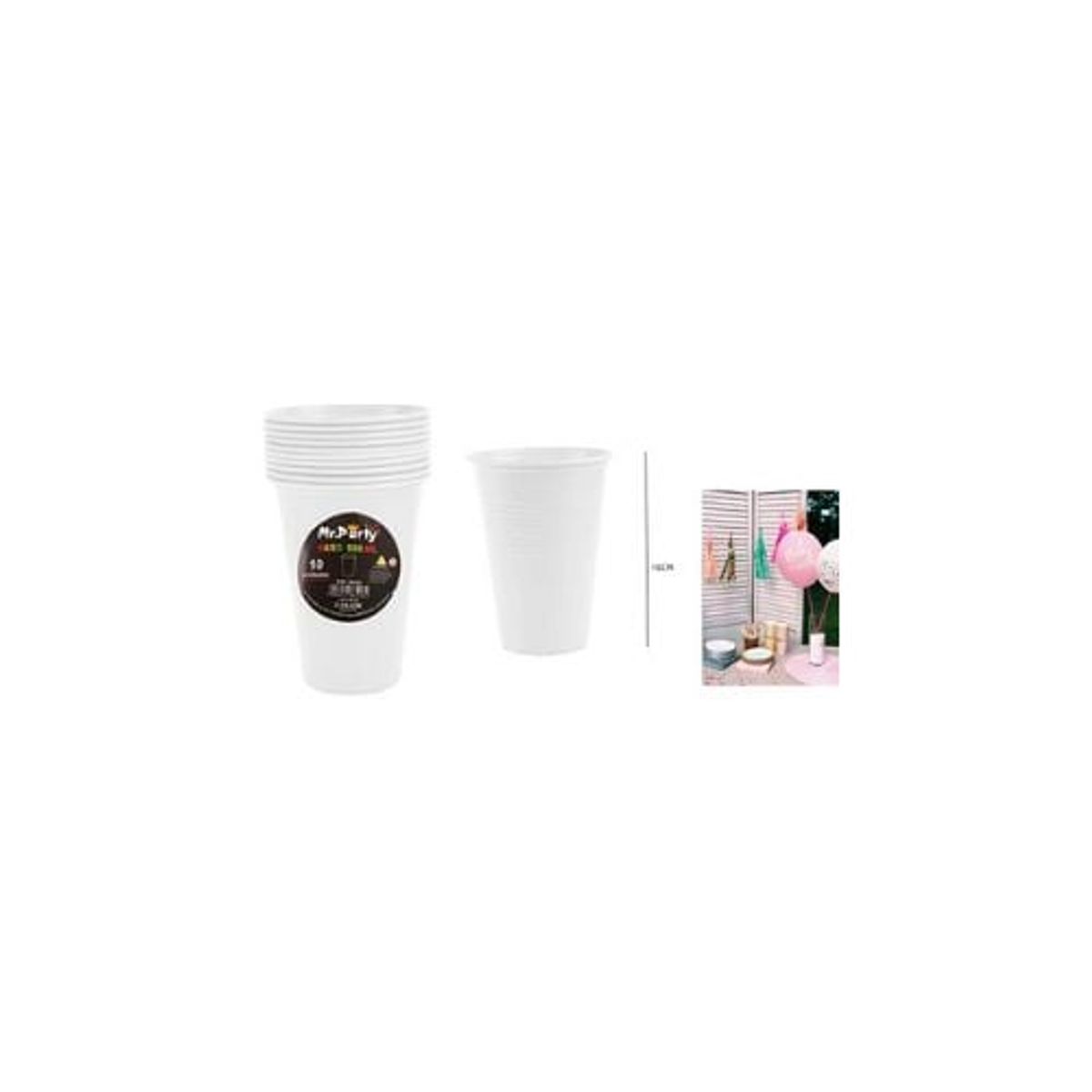 GENERICO - Vasos Plásticos Desechable Blanco 500ML 10pcs