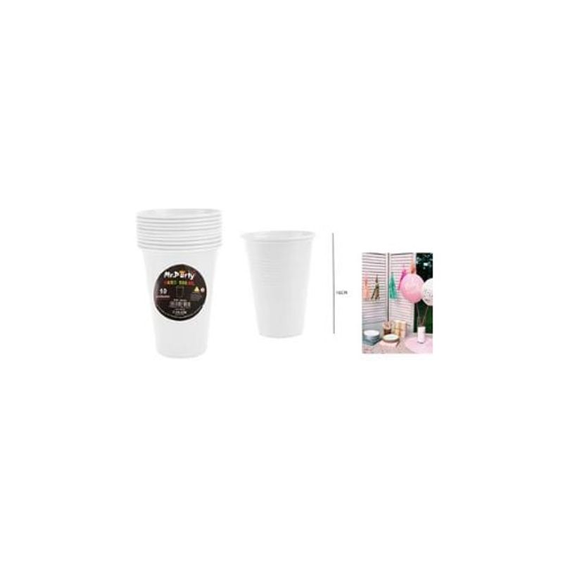 GENERICO - Vasos Plásticos Desechable Blanco 500ML 10pcs