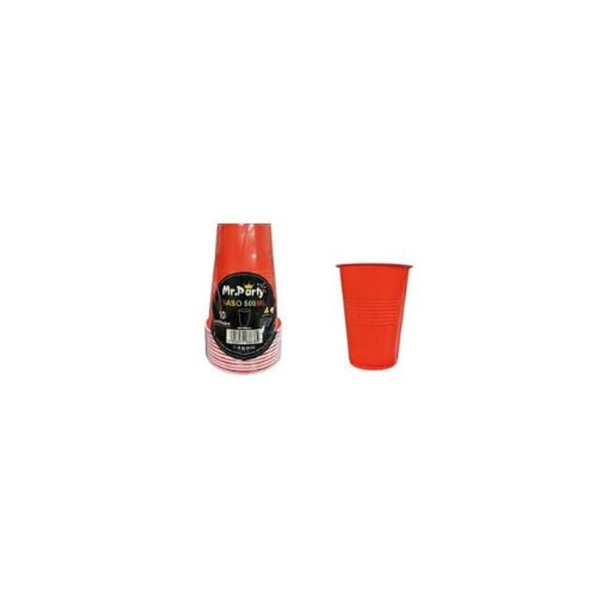 GENERICO - Vasos Plásticos Desechable Rojo Bicolor 500ML 10pcs