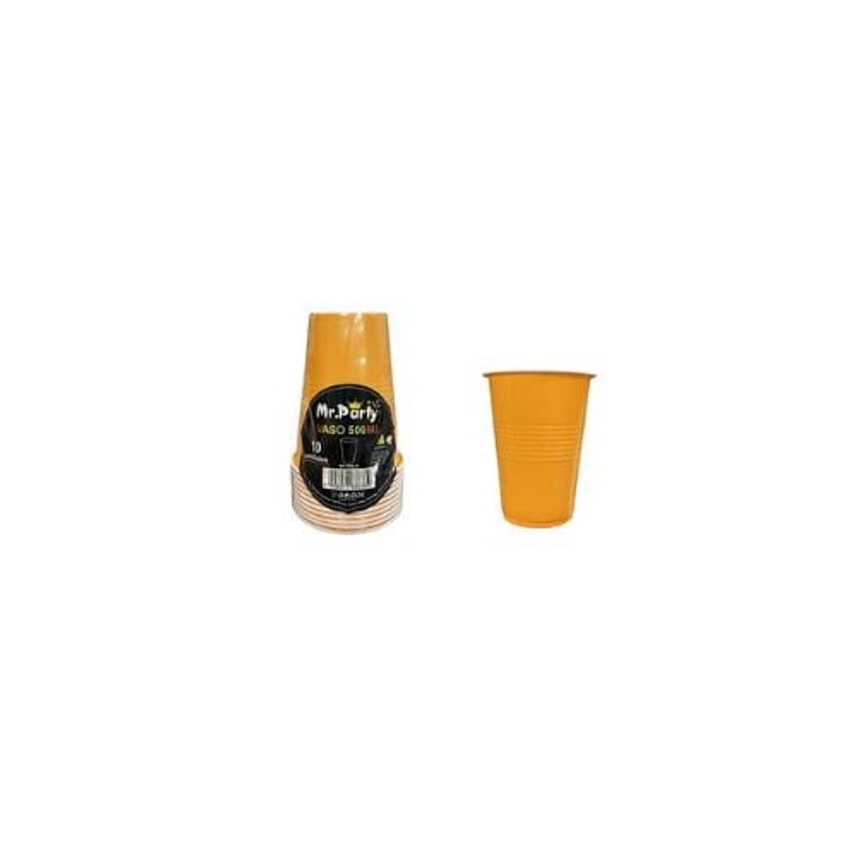 GENERICO - Vasos Plásticos Desechable Naranjo Bicolor 500ML 10pcs
