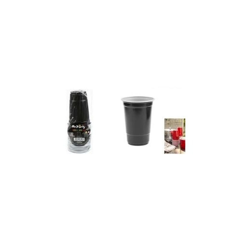 GENERICO - Vasos Plásticos Desechable Bicolor Negro 300ML 20pcs