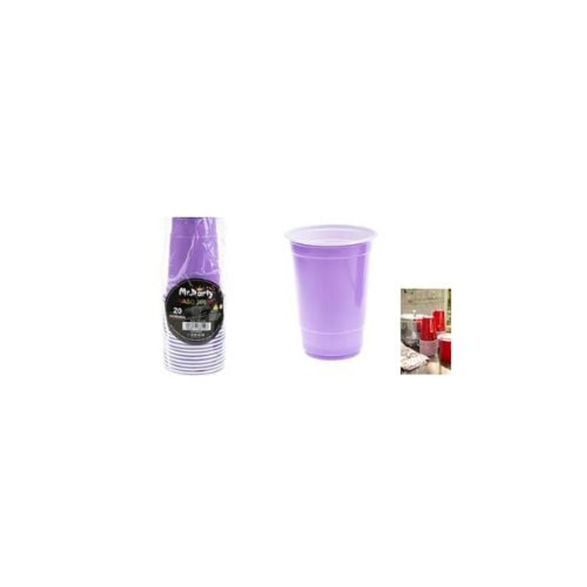 GENERICO - Vasos Plásticos Desechable Bicolor Lila 300ML 20pcs
