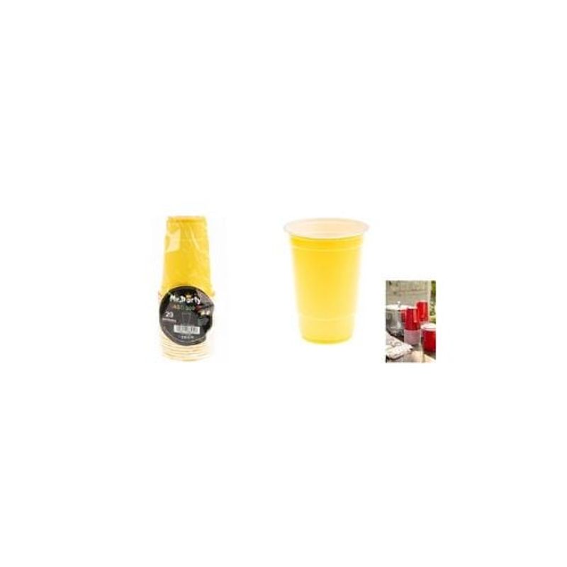GENERICO - Vasos Plásticos Desechable Bicolor Amarillo 300ML 20pcs