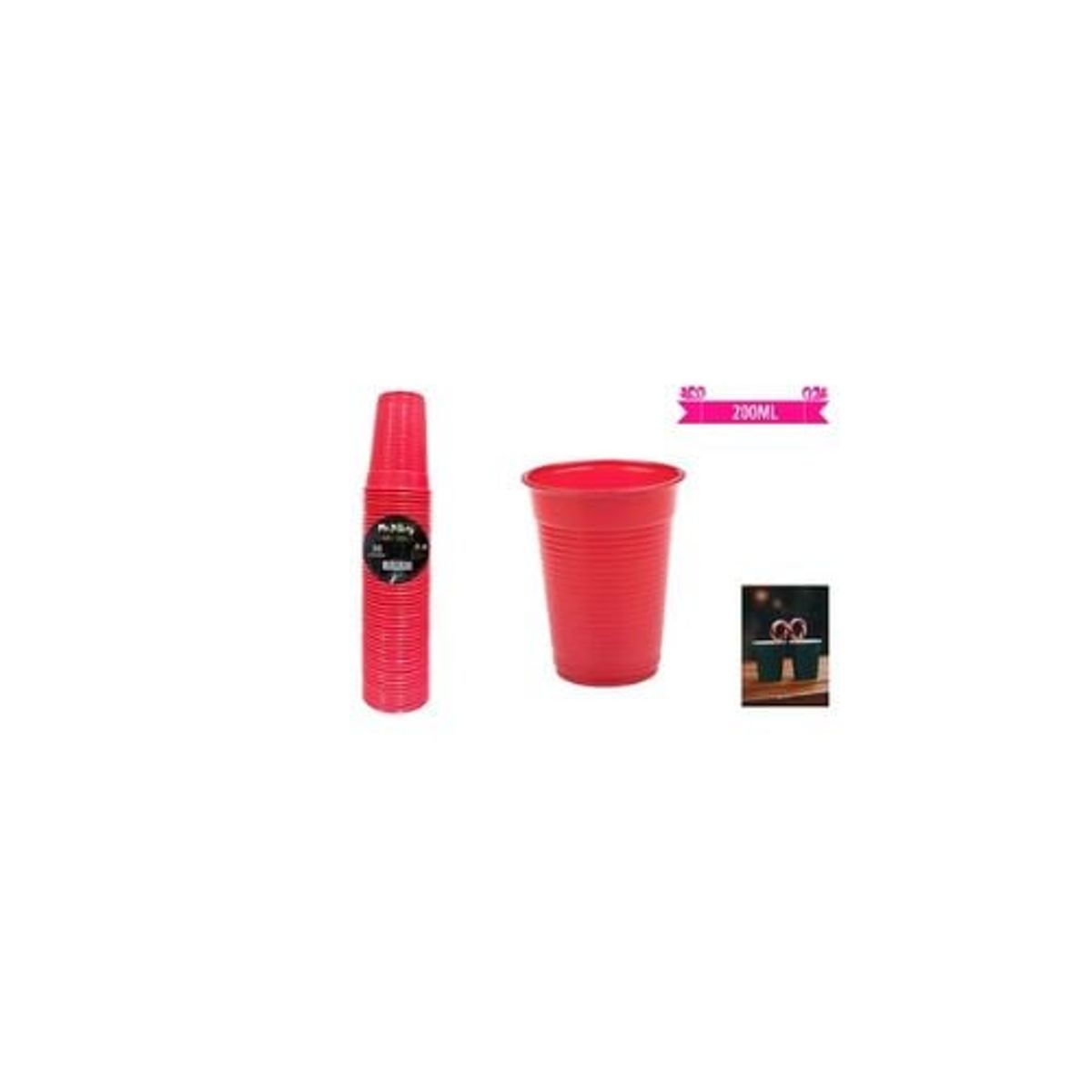 GENERICO - Vasos Plásticos Rojo 200ML 50pcs