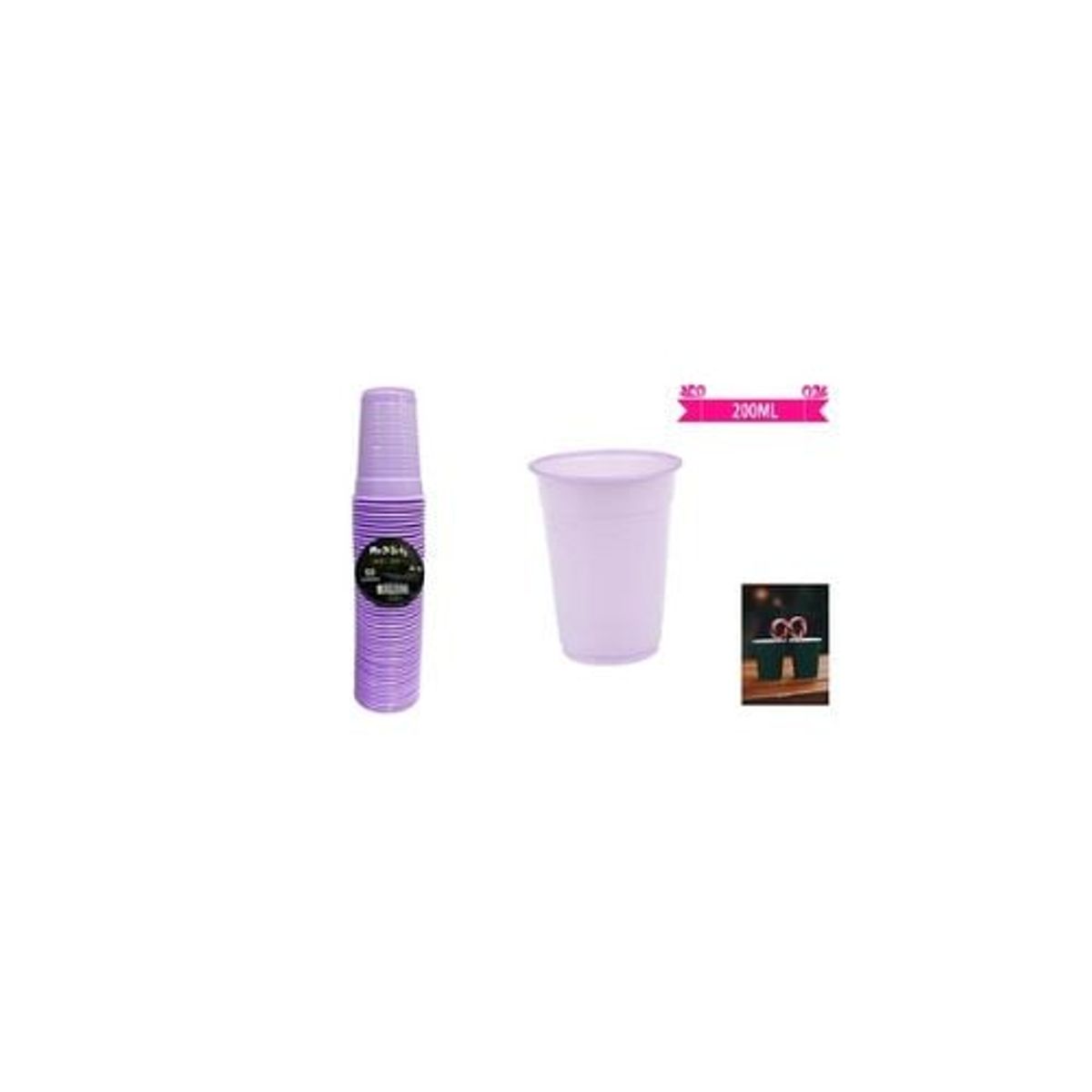 GENERICO - Vasos Plásticos Lila 200ML 50pcs