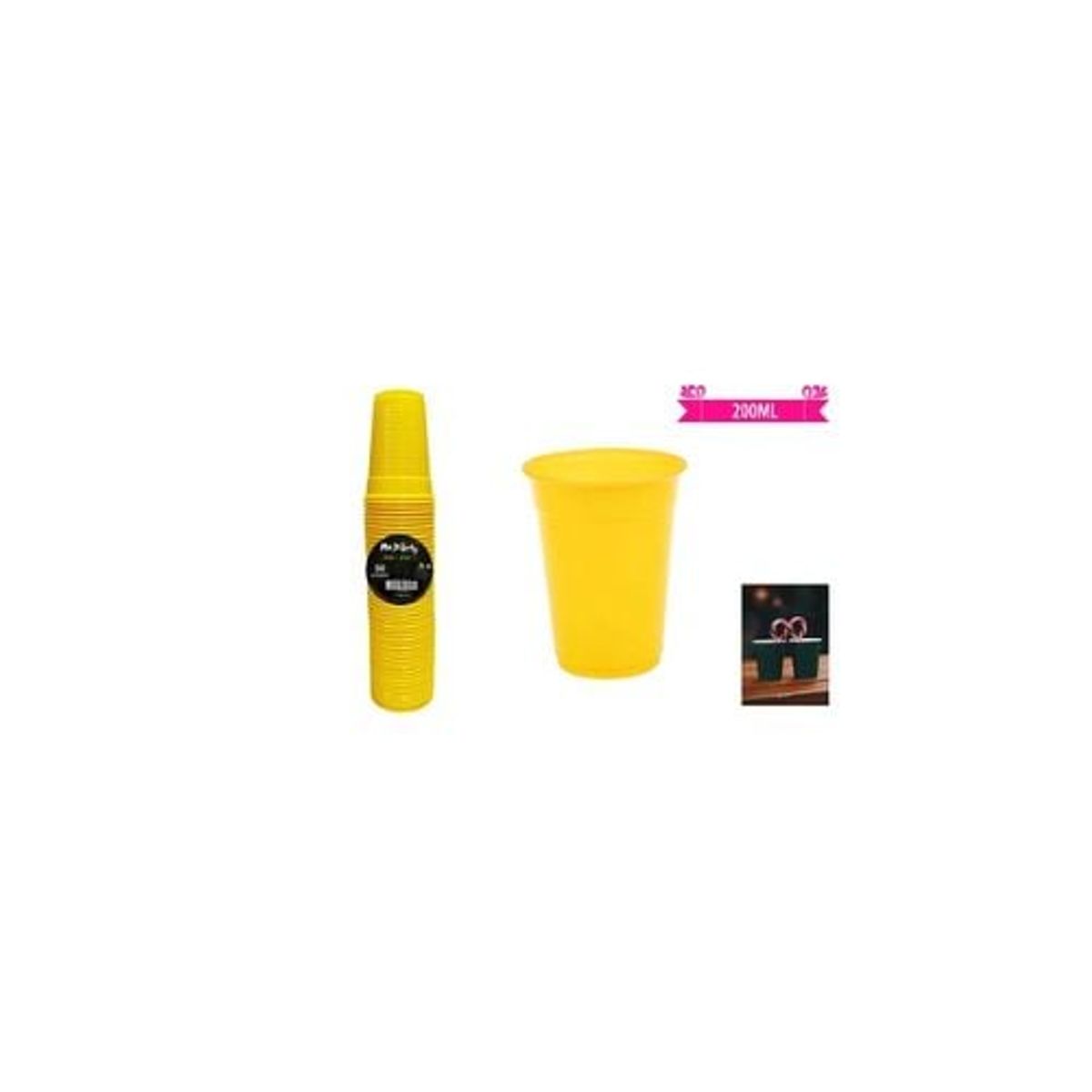 GENERICO - Vasos Plásticos Amarillo 200ML 50pcs
