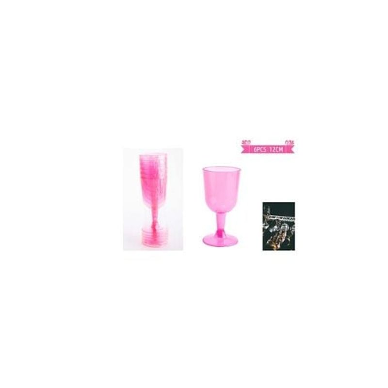 GENERICO - Copas De Vino Desechable Rosado 6pcs