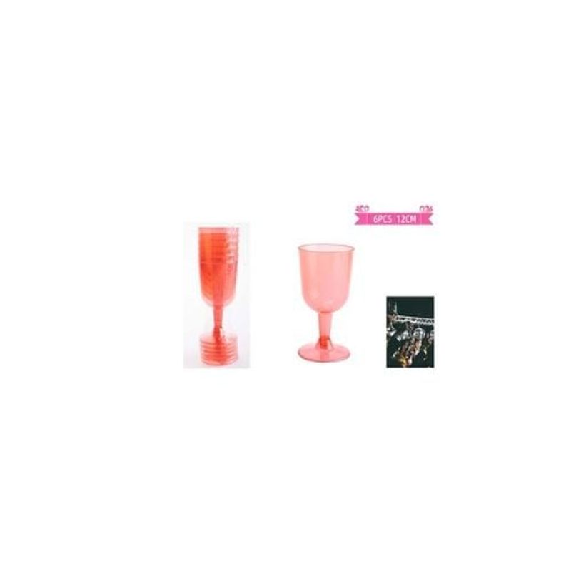 GENERICO - Copas De Vino Desechable Rojo 6pcs
