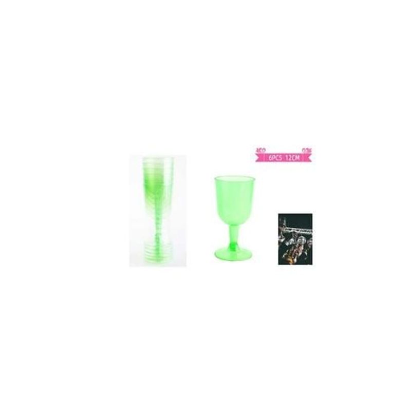 GENERICO - Copas De Vino Desechable Verde 6pcs