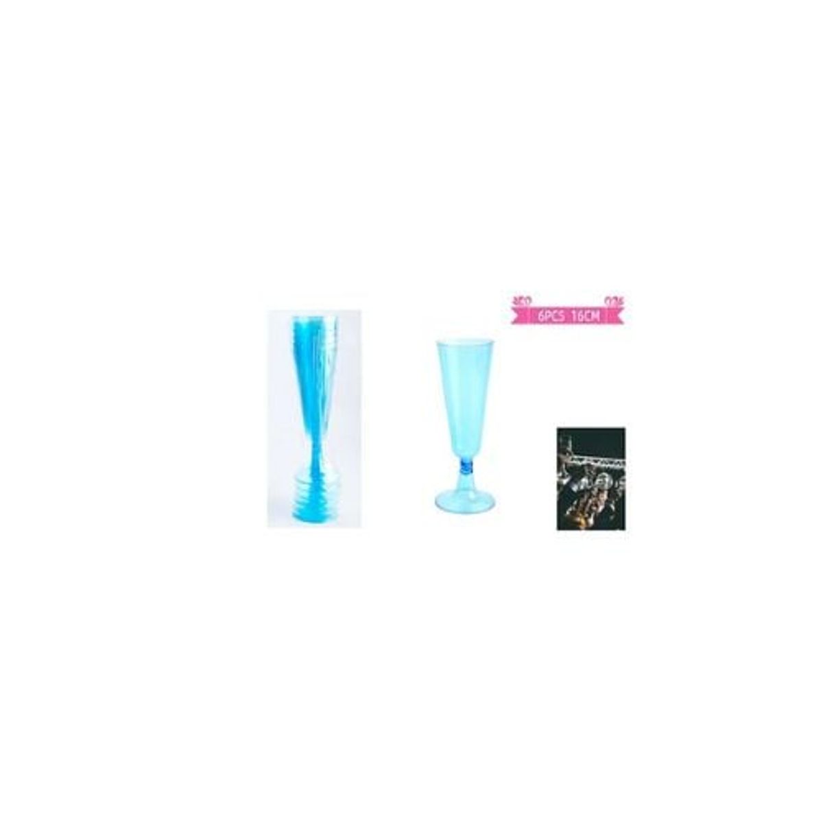 GENERICO - Copas De Champagne Desechable Azul 6pcs