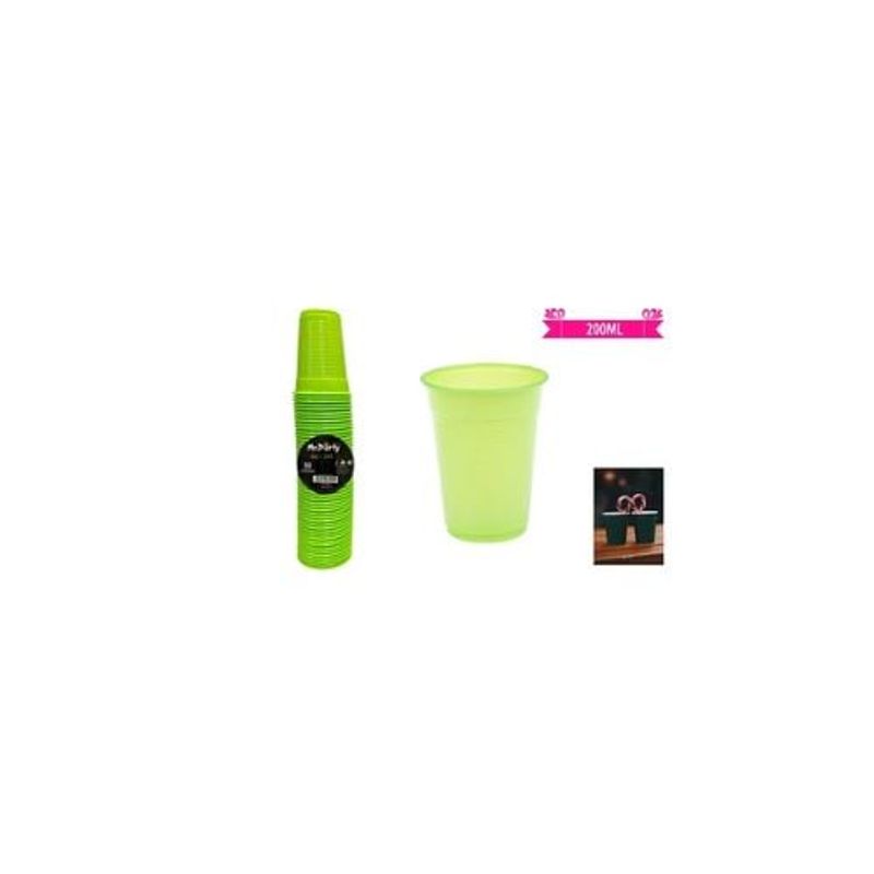 GENERICO - Vasos Plásticos Verde 200ML 50pcs