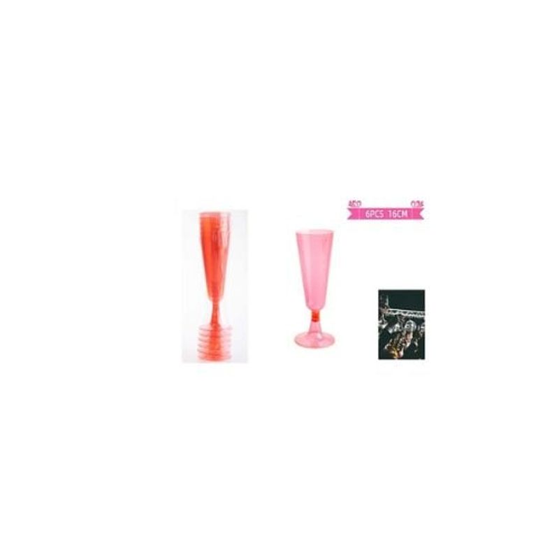 GENERICO - Copas De Champagne Desechable Rojo 6pcs