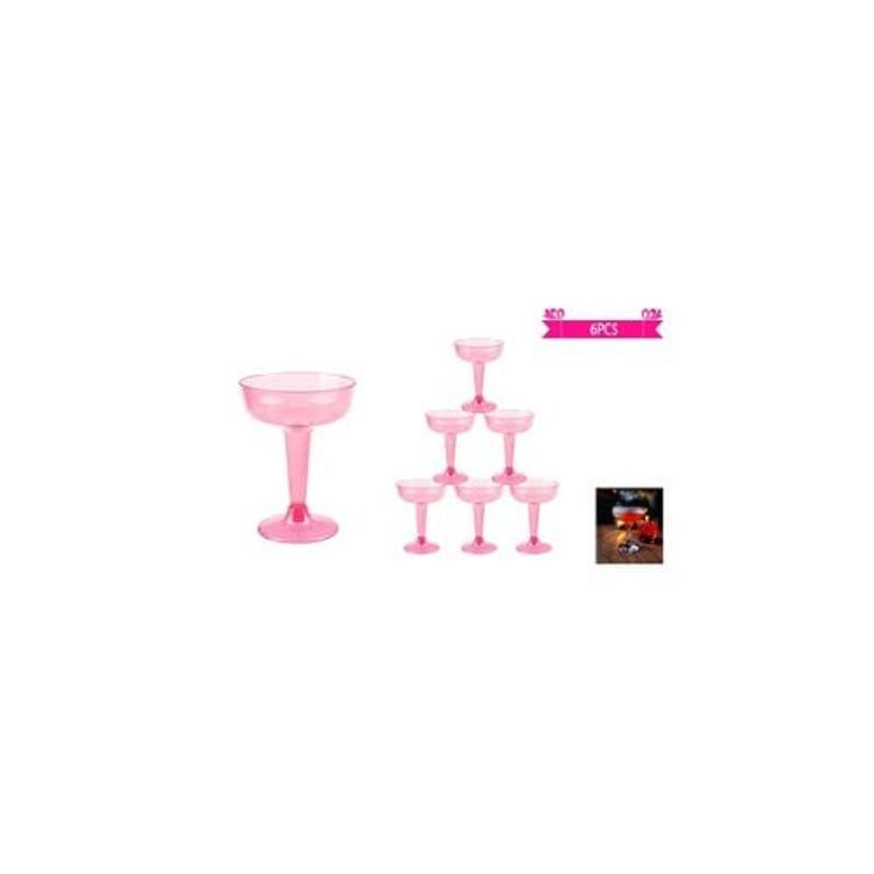 GENERICO - Copas De Cóctel Plásticos Rosado 6pcs