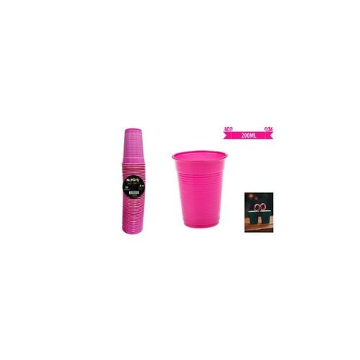 GENERICO - Vasos Plásticos Fucsia 200ML 50pcs