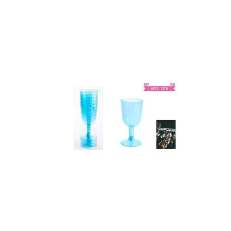 GENERICO - Copas De Vino Desechable Azul 6pcs