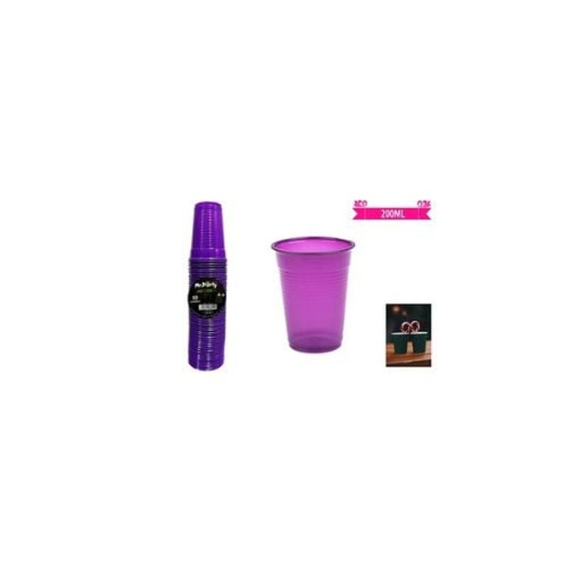 GENERICO - Vasos Plásticos Morado 200ML 50pcs