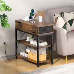 AIZO - Mesa Auxiliar Con Puerto Usb y Toma De Corriente Para Salón Dormitorio