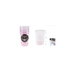 GENERICO - Vasos Acrilicos Rosado Transparente 250ML 6pcs