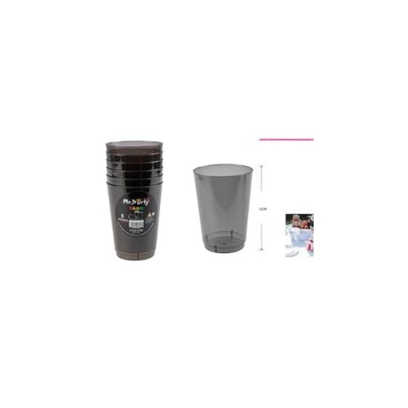 GENERICO - Vasos Acrilicos Negro Transparente 250ML 6pcs