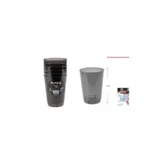 GENERICO - Vasos Acrilicos Negro Transparente 250ML 6pcs