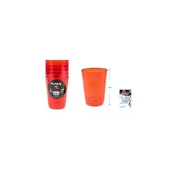 GENERICO - Vasos Acrilicos Rojo Transparente 250ML 6pcs