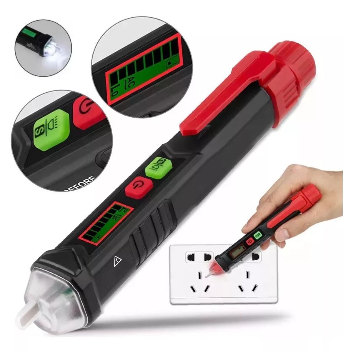 KUANGYE - Tester Sensor Detector Lapiz Voltaje 12v-1000 V Led Light