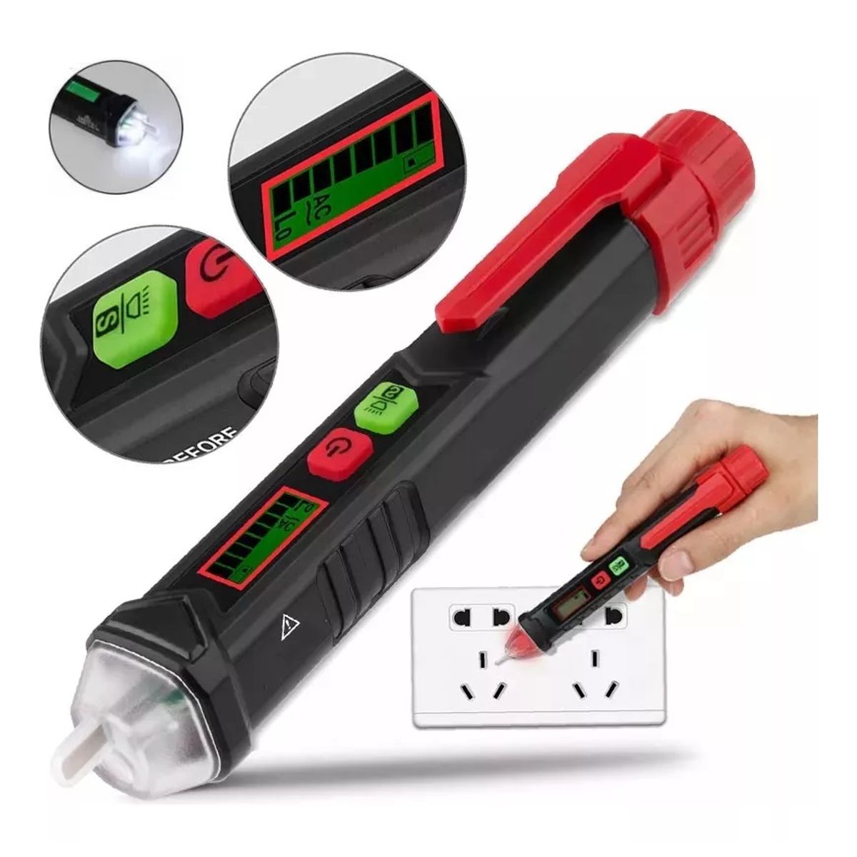 KUANGYE - Tester Sensor Detector Lapiz Voltaje 12v-1000 V Led Light