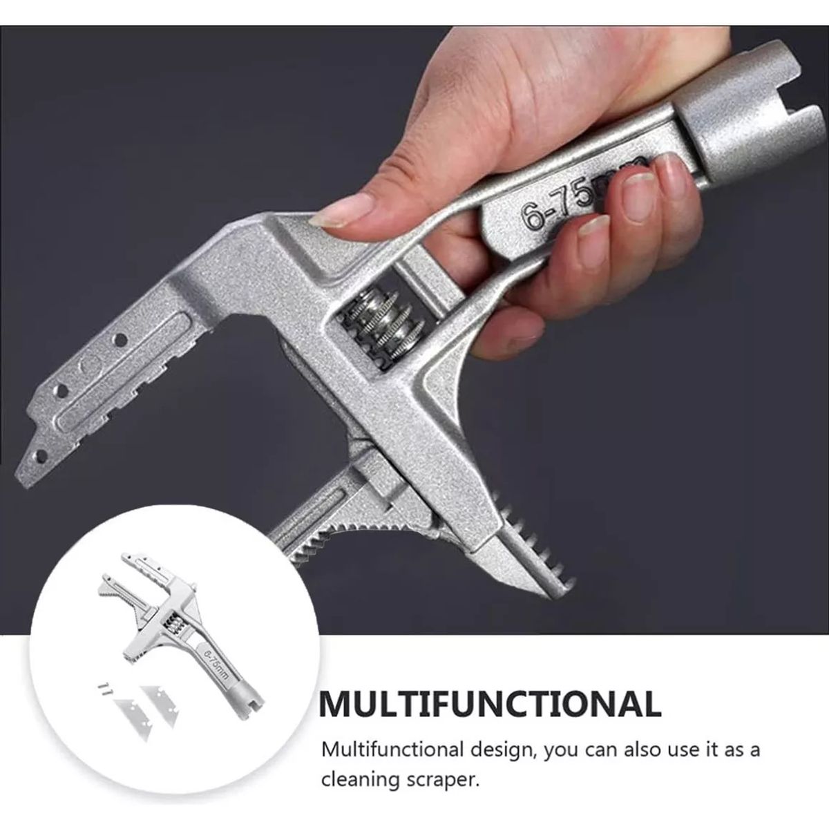KUANGYE - Llave Inglesa Francesa Multiuso Especial 75mm Gran Apertura