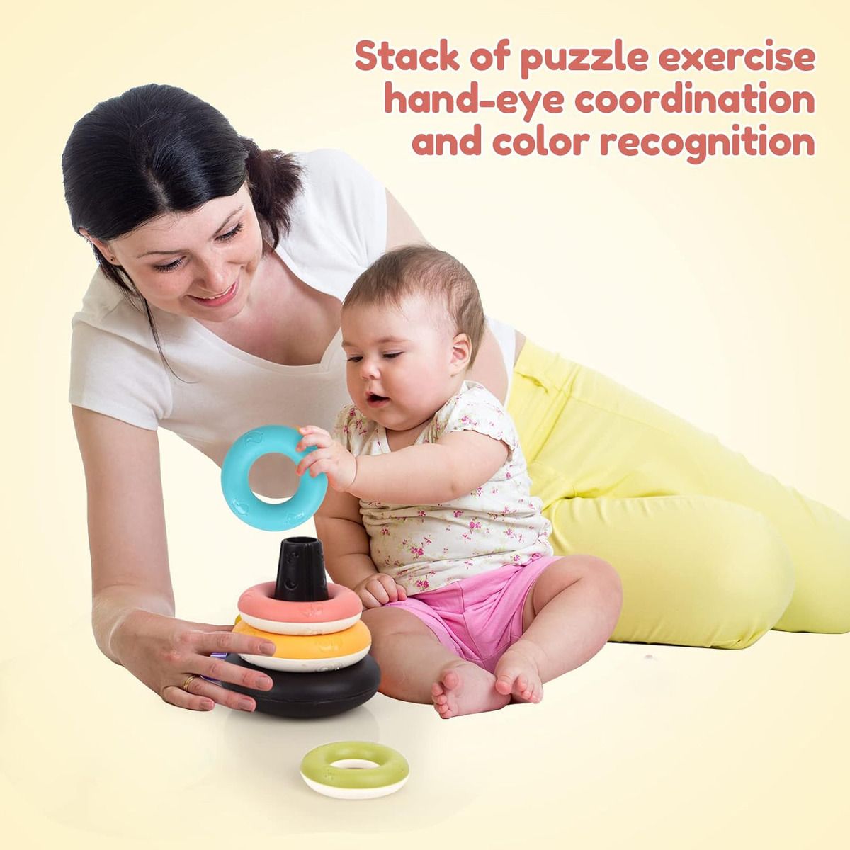 EVERSO - Juguete Torre Anillos Apilables Arco Iris Para Bebé Y Niños