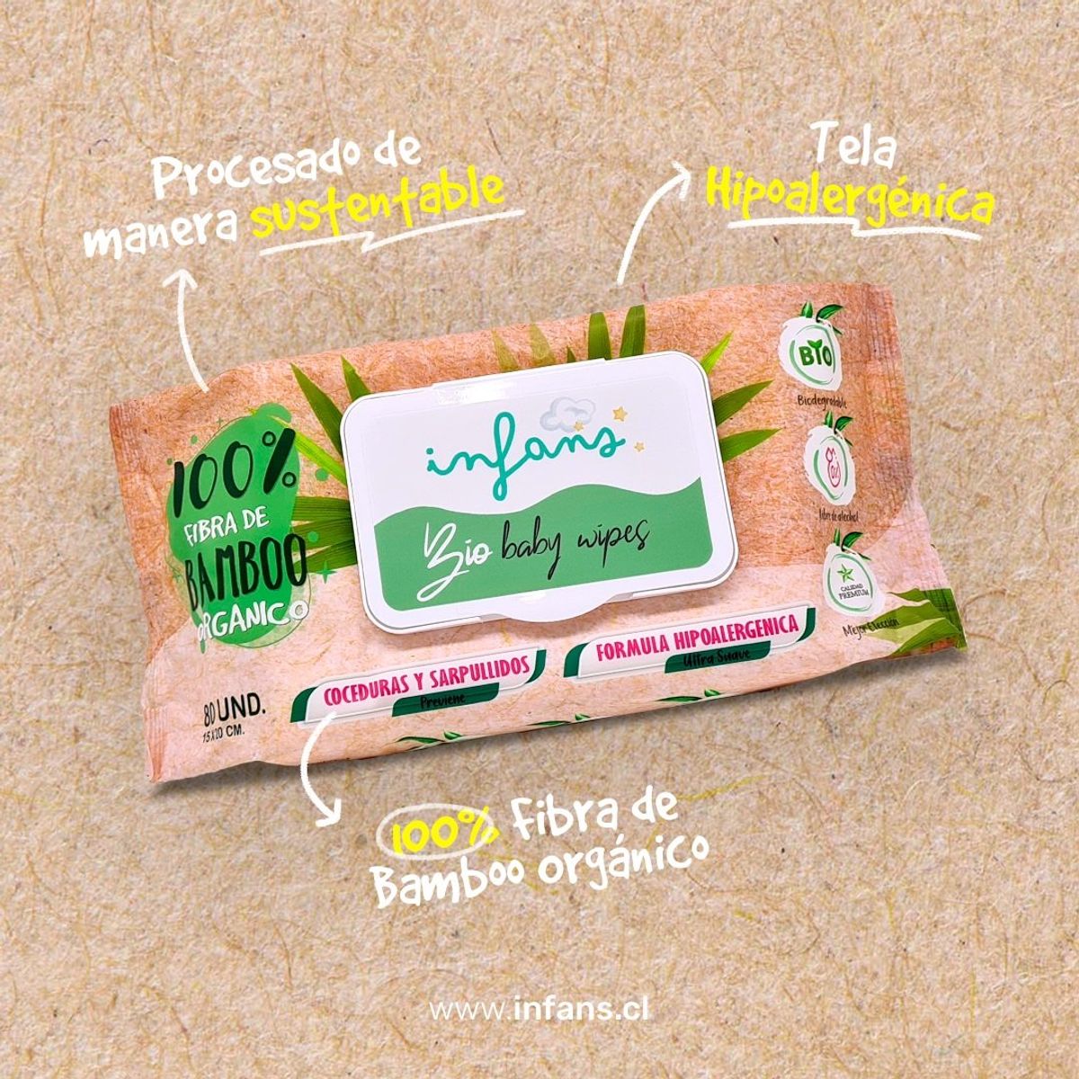 INFANS - INFANS BAMBOO BIO BABY WIPES CAJA X24