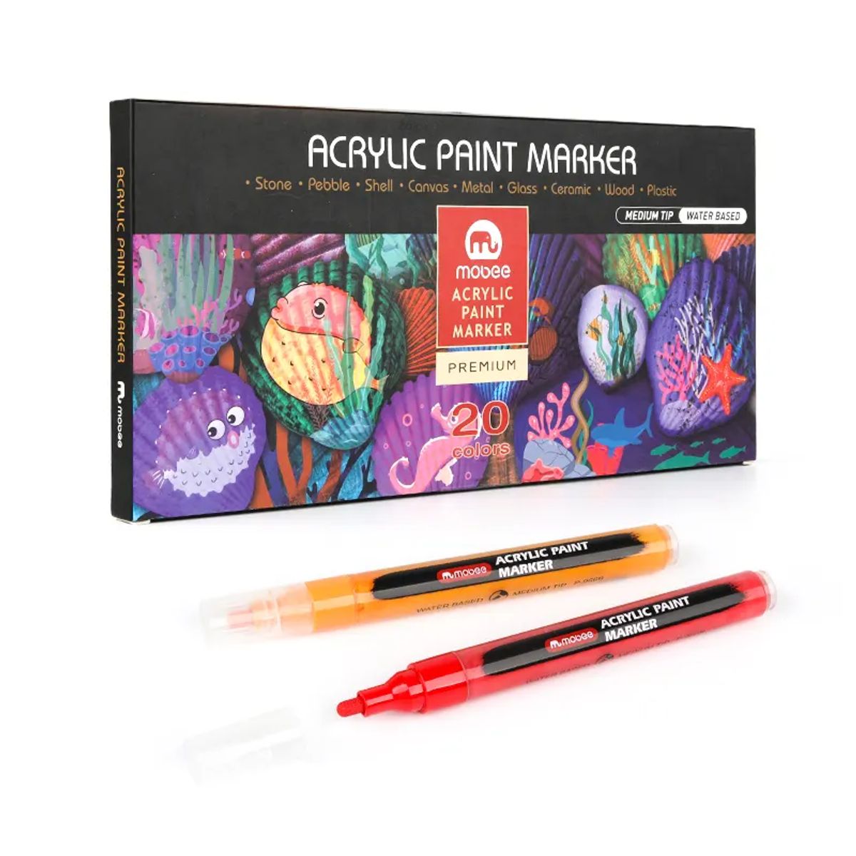 FUN AT HOME LO DIVERTIDO DE ESTAR EN CASA - Marcadores Acrílicos MOBEE 20 Lápices Punta 3MM Tipo Posca