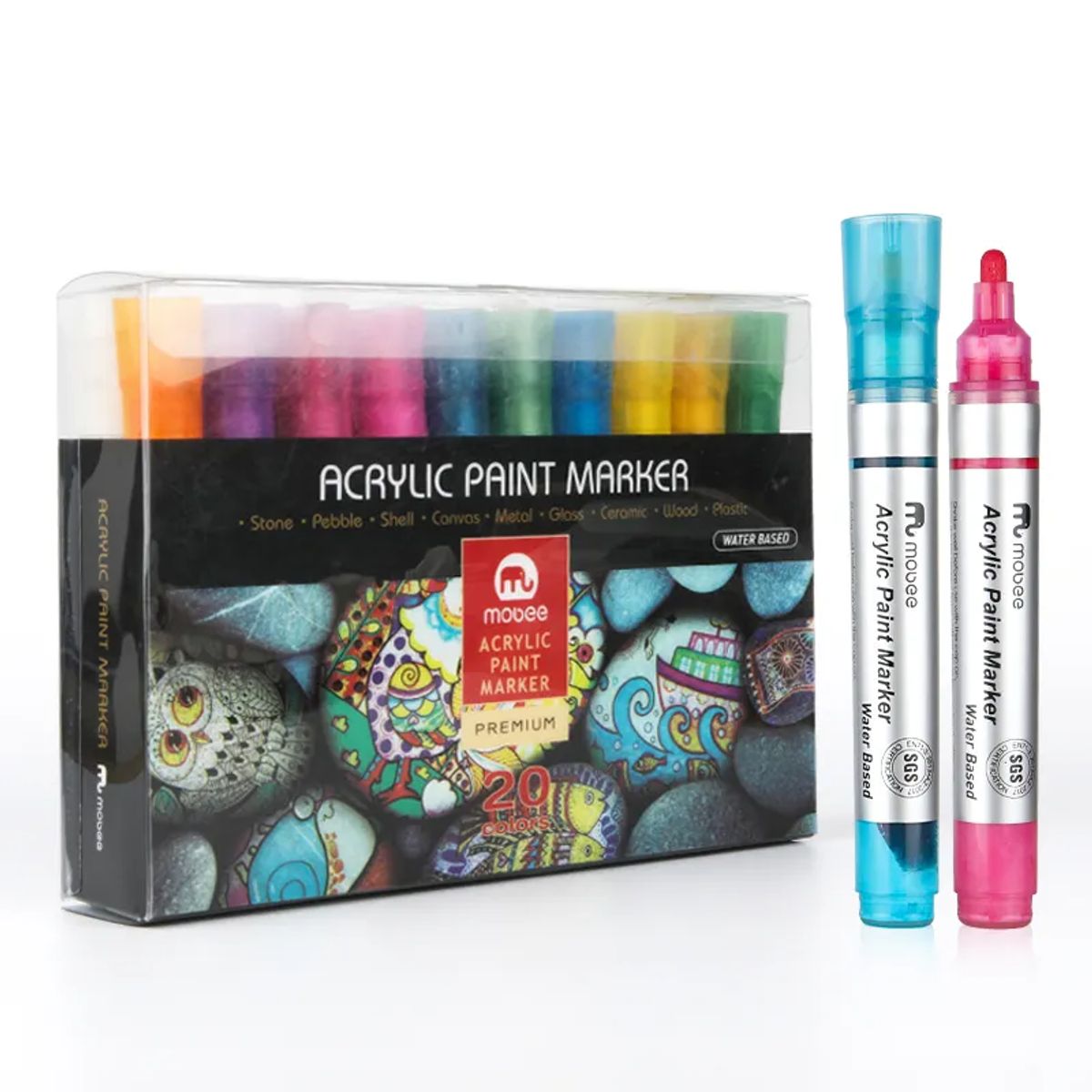 FUN AT HOME LO DIVERTIDO DE ESTAR EN CASA - Marcadores Acrílicos MOBEE 20 Lápices Punta 5MM Tipo Posca