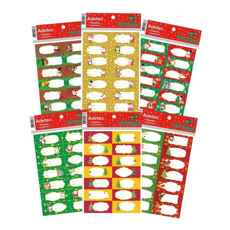 ADETEC - Pack 42 Etiquetas De Navidad Adetec Diseño Tradicional