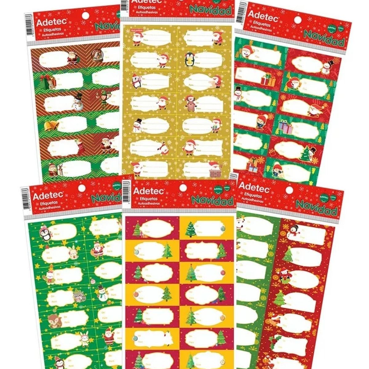 ADETEC - Pack 42 Etiquetas De Navidad Adetec Diseño Tradicional