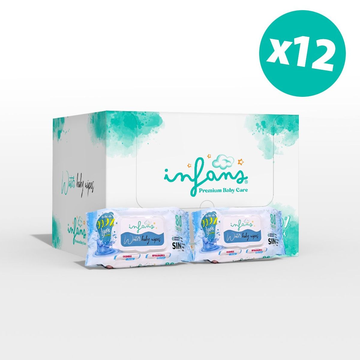 GENERICO - INFANS WATER BABY WIPES CAJA X12