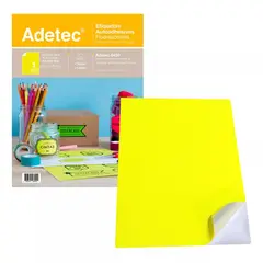 ADETEC - 15 Etiquetas Inkjet/laser Amarilla Flúor 216x279 mm 5 hojas