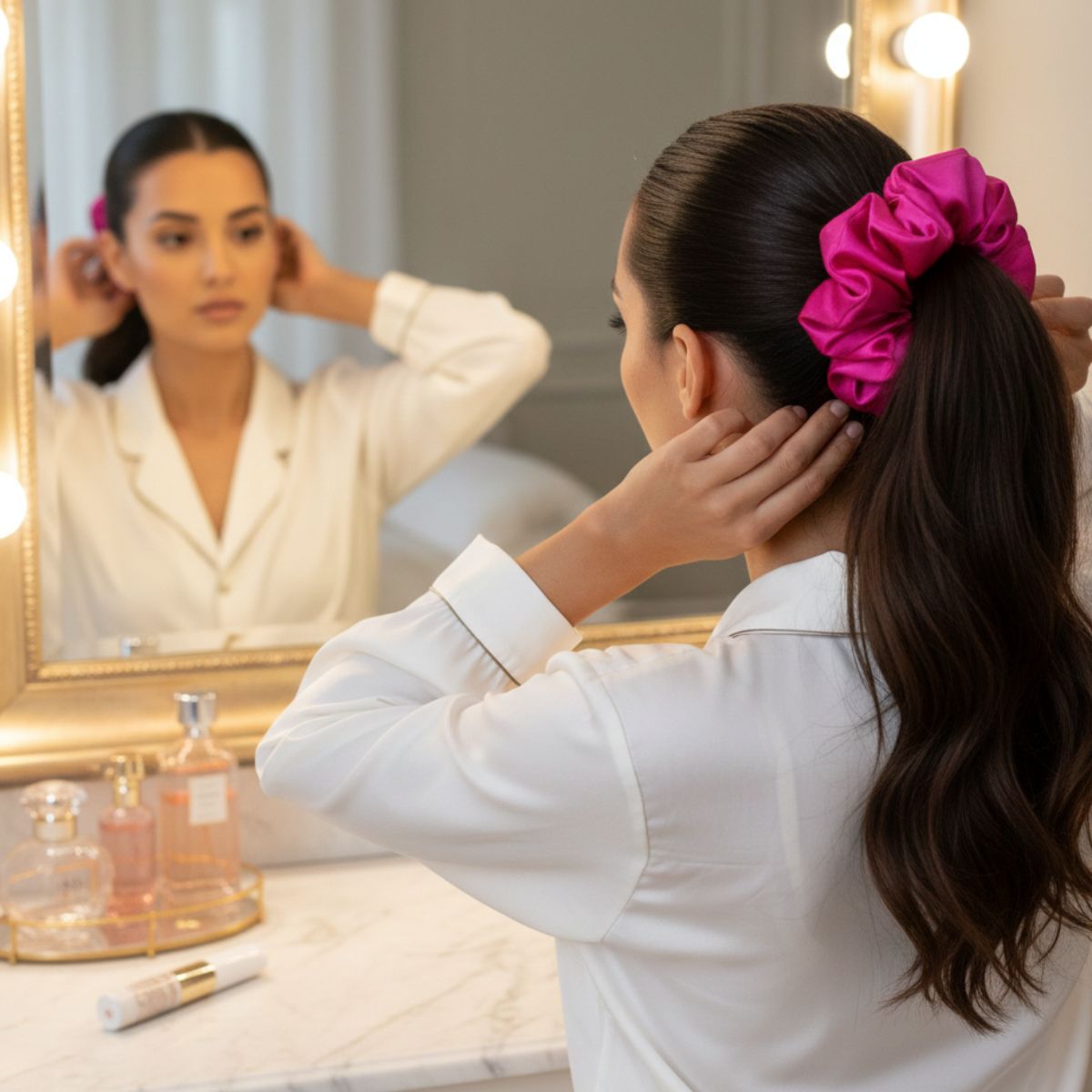 MARINA COLORINA - Scrunchie Collet de Seda XL Hot Pink 22 momme