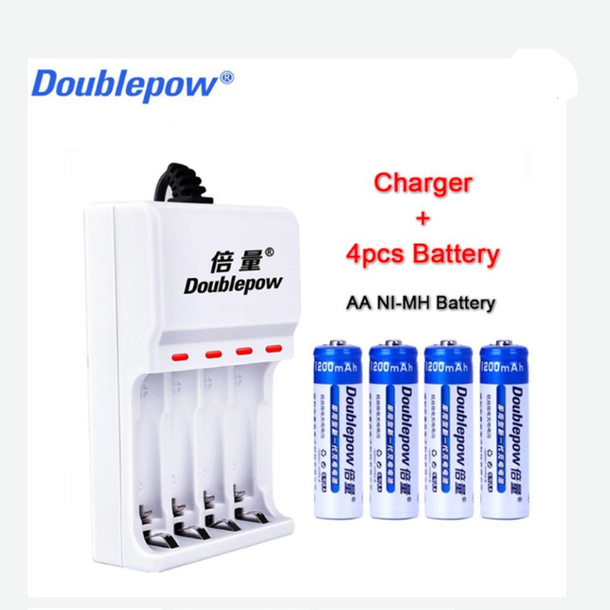 GENERICO - KIT CARGADOR +4 PILAS AA RECARGABLES + ESTUCHE