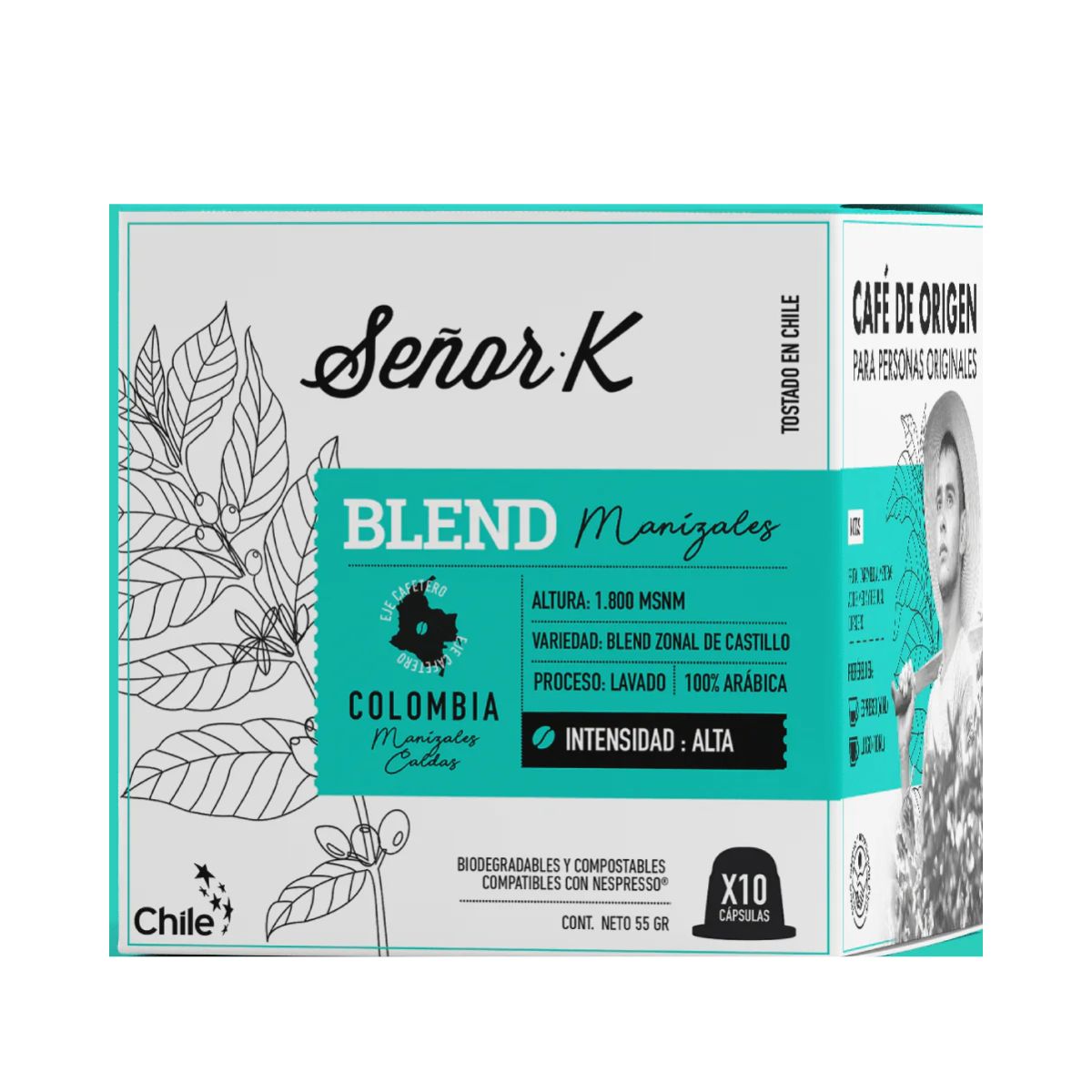 SEÑOR K - Cápsulas Nespresso BLEND Manizales X10 café Señor K