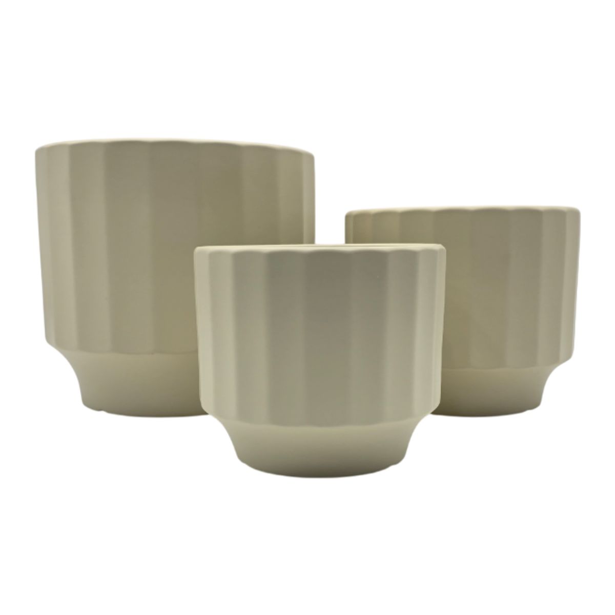 GENERICO - Set 3 Maceteros Maceta De Ceramica Limon Lineas Verticales