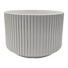 GENERICO - Macetero Maceta De Ceramica Blanco Lineas Verticales Pequeño