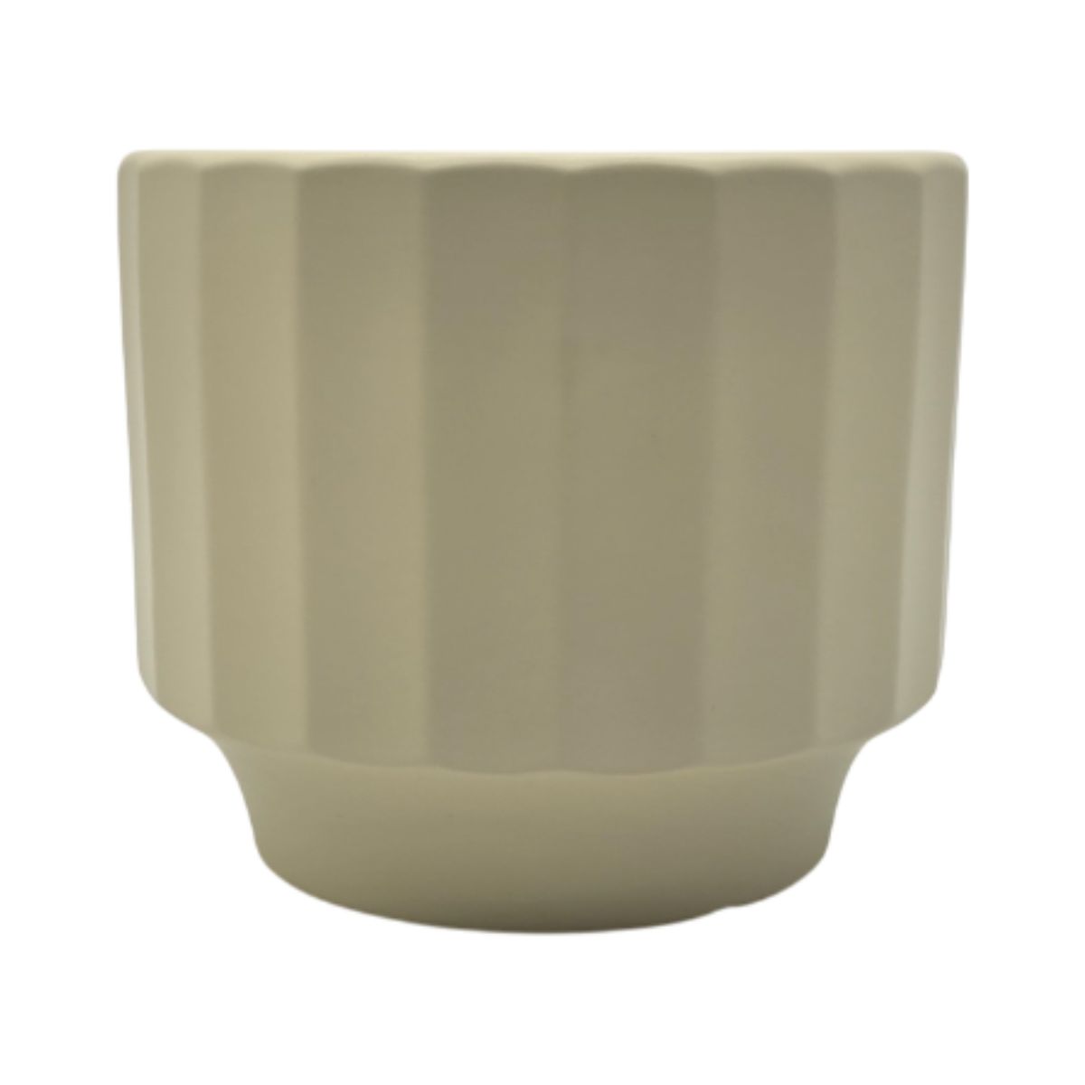 GENERICO - Macetero Maceta De Ceramica Limon Mate Lineas Verticales L