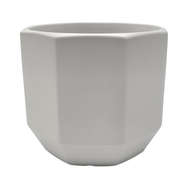 GENERICO - Macetero Maceta De Ceramica Blanco Lineas Verticales L