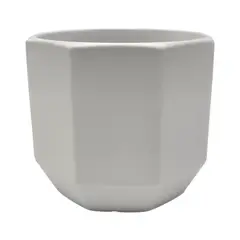 GENERICO - Macetero Maceta De Ceramica Blanco Lineas Verticales L
